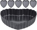 Alipis Mini Heart Tart Pan Bakeware Carbon Steel Nonstick 6pcs Set