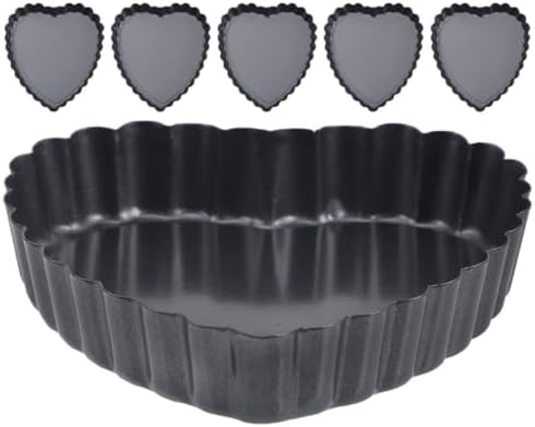 Alipis Mini Heart Tart Pan Bakeware Carbon Steel Nonstick 6pcs Set