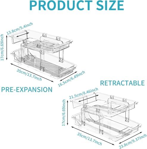 Adjustable Refrigerator Can Organizer, Clear Expandable Dispenser