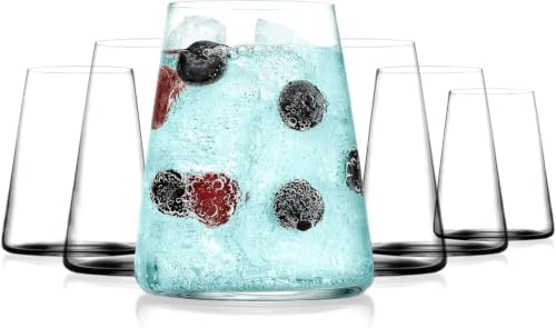 BENETI Drinking Glasses set of 6 | Premium 17oz Highball Glass Water