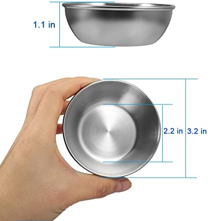 8 Pack 3.2inch Stainless Steel Sauce Dishes Mini Individual Saucers