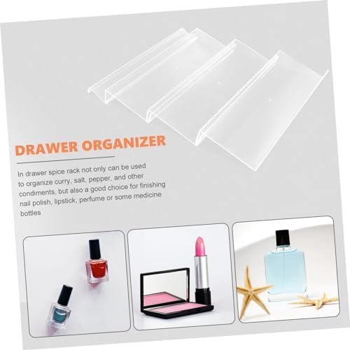 Acrylic Spice Drawer Organizer Rack, Reusable 6 Jar Tray for Drawers