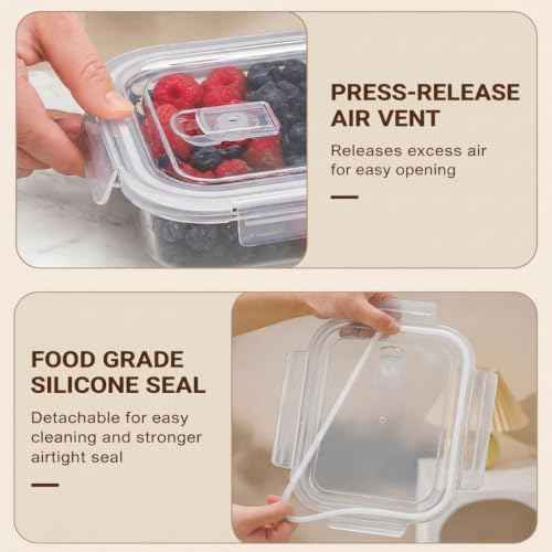 4 Pack Glass Berry Storage Containers for Fridge