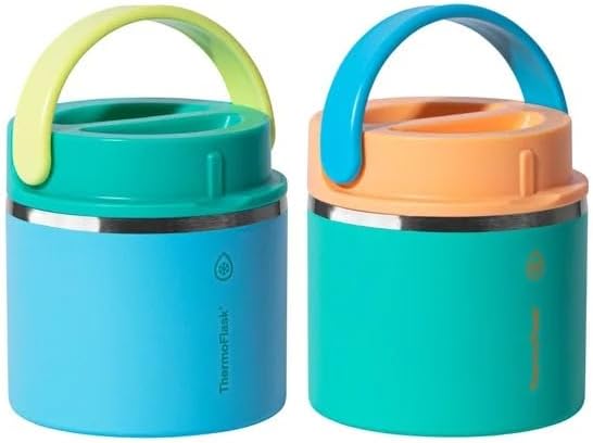 ThermoFlask 20 oz Insulated Food Jar, 2-Pack, Pink and Blue, Hot 12