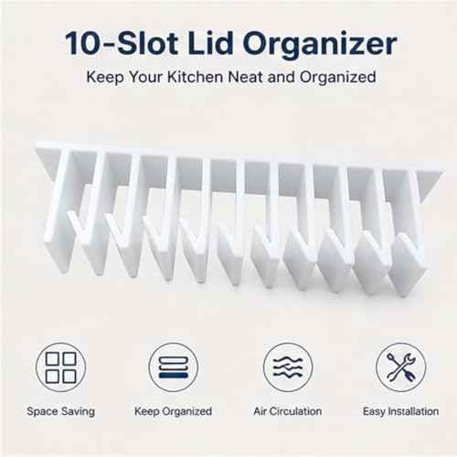 Lid Loft Lid Organizer, 10-Slot LidLoft Hanging Organizer in Cabinet