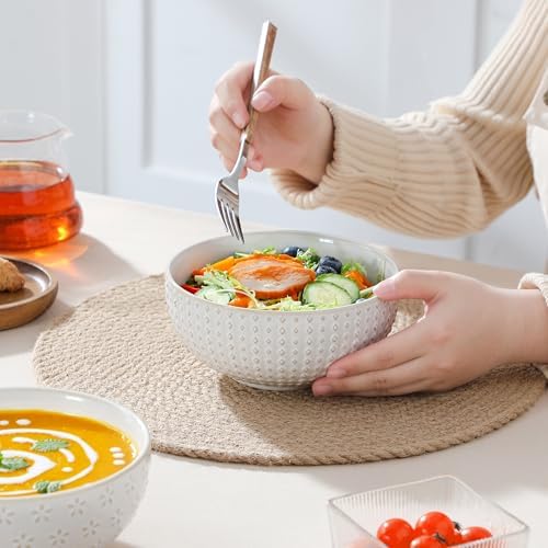 MALACASA Cereal Bowls, 30 Ounce Ceramic Soup Bowl for Kitchen