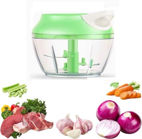 500ml Hand Pull String Garlic Mincer Onion Cutter, Portable, Manual