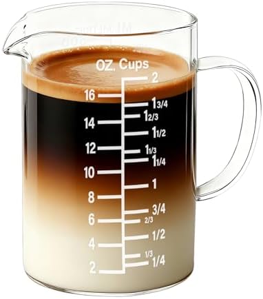 BCnmviku Graduated Glass Measuring Cup 16Oz/2Cups/500ml Easy to Read