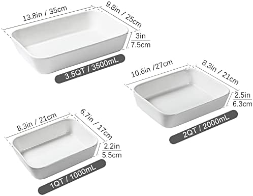 UNICASA Ceramic Baking Dishes, Lasagne Dishes Set of 3, Rectangular