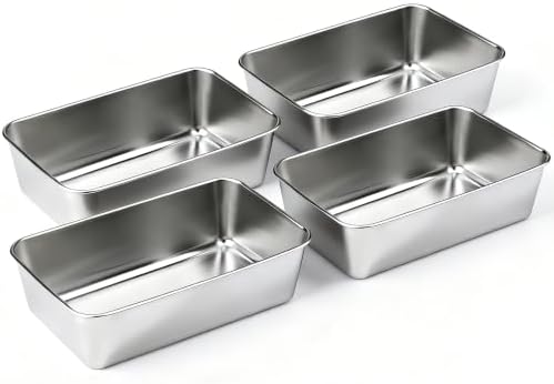 4-Pack 8.7x5.9 Stainless Steel Loaf Pan Fits 9x5 Parchment Paper