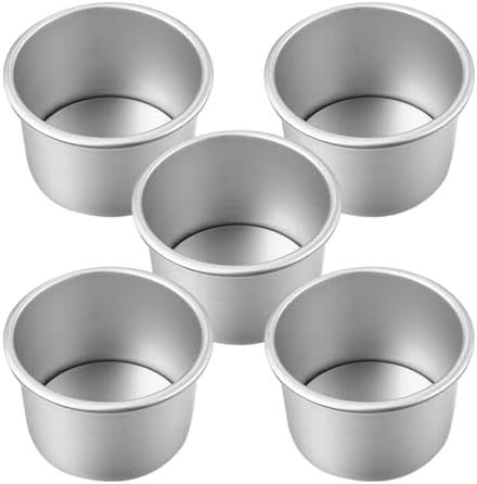 5Pcs 2-Inch Round Cake Pans with Removable Bottoms, Small Aluminum