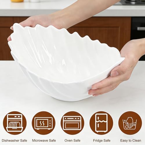 Hacaroa 50 Oz Large Ceramic Salad Bowl, Oval 11 Inch Medium Serving
