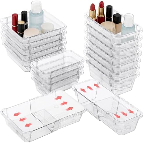 15 Pcs Expandable Drawer Organizer,Adjustable Drawer