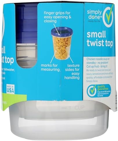 Simply Done, Containers & Lids, Twist Top, Small, 2 Cups