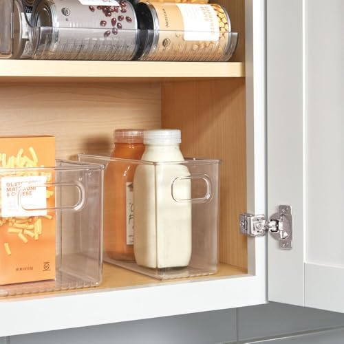 iDesign Slim Clear Plastic Storage Bin, Tall Narrow, 4-Pack