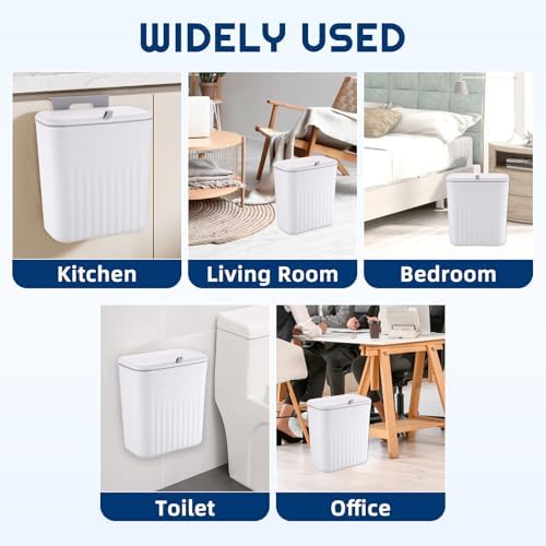 3 Pack Hanging Kitchen Compost Bin with Lid, White