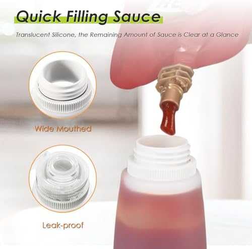 Condiment Squeeze Bottles for Ketchup Hot Sauce Liquids Oil with Caps