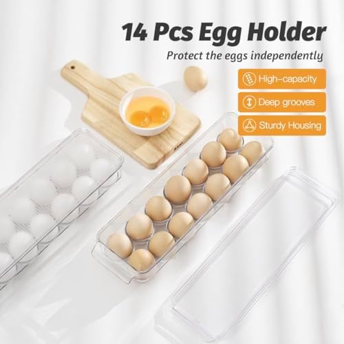 Egg Holder for Fridge with Lid, 28 Eggs, Pack of 2