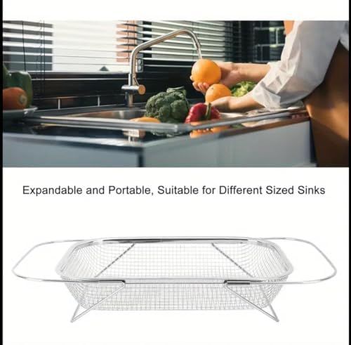 Stainless Steel Expandable Sink Basket, Adjustable Foldable Design