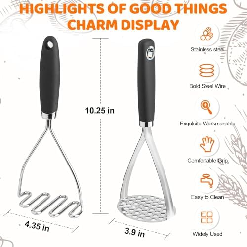 Potato Masher Set of 2 Pieces, 10.25-Inch Stainless Steel Wire Mashed