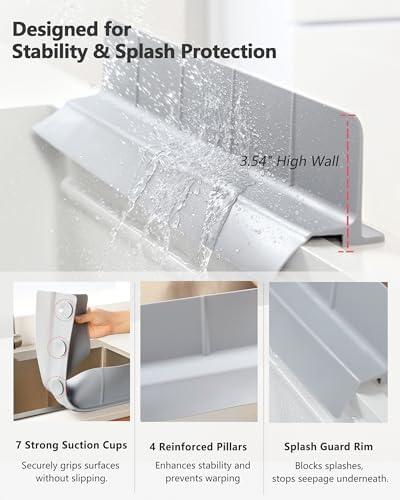 Silicone Sink Splash Guard 23" 18" 30", Kitchen & Bathroom Sink Edge
