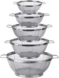 5 Pack 18/8 Stainless Steel Colander Sieves, Multi Size Mesh Strainer