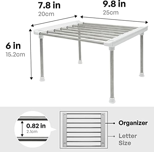 carrotez Set of 2 Stackable Cabinet Organizer Shelf 9.8 x 7.8 x 6.1 White