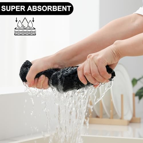 Homaxy Kitchen Towels and Dishcloths Set, Set of 8, Black