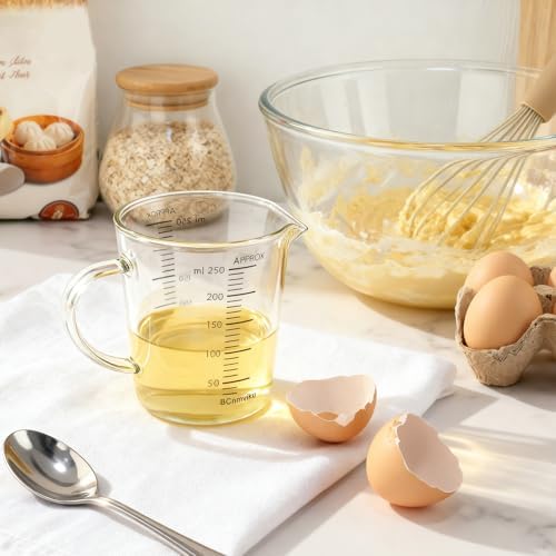 BCnmviku Glass Measuring Cup 250ml 1Cup High Borosilicate