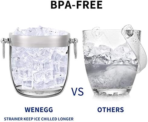 Ice Bucket with Lid, Scoop, Tongs and Strainer - Well Made Insulated
