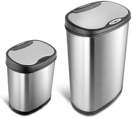 Ninestars Two-Piece Automatic Trash Can Set, 13 Gal & 3 Gal