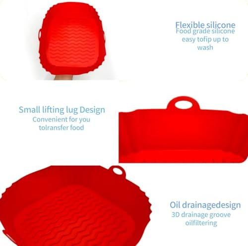 2 Pack Air Fryer Liners,8 Inch Silicone Airfryer Liners,Air Fryer