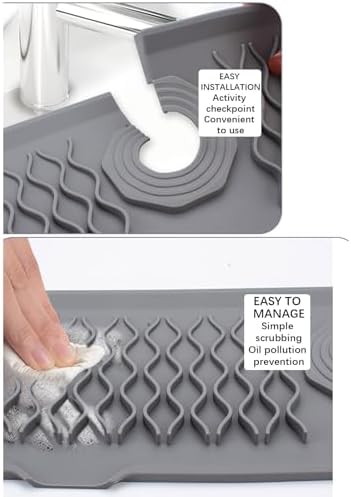 24 Inch Faucet Mat for Kitchen Sink Silicone Sink Splash Guard 5°