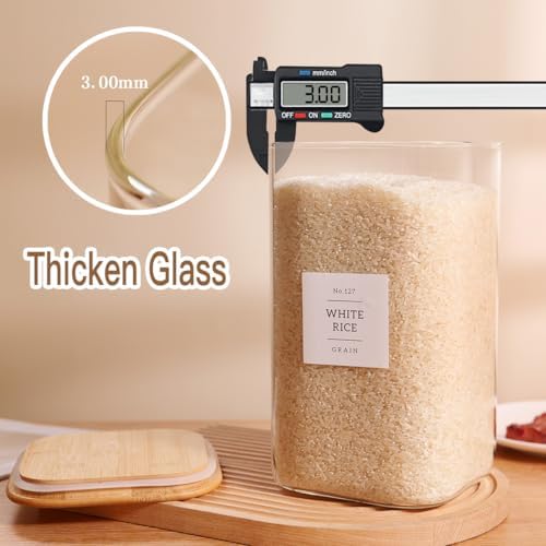 CZZGSM 2 Pack Square Glass Flour and Sugar Containers with 132 Kitchen