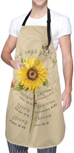 Stain Resistant Apron Adjustable Neck Pockets for Unisex Adults Women
