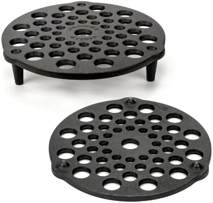 Cast Iron Trivet 2 PCS Set, 8-inch, Meat Rack, Cast Iron Grate for