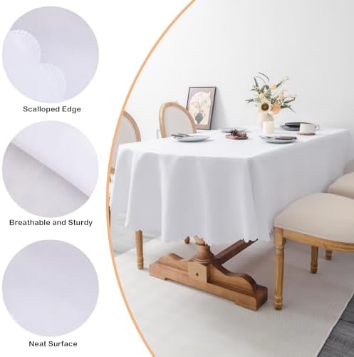 Oval White Tablecloth 60 x 84 Inch