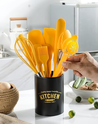 Silicone Spatula Set of 11 Kitchen Utensils with Iron Utensils Holder