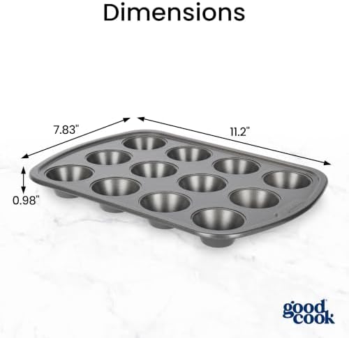 GoodCook Everyday Mini Muffin Pan, 12-Cup, Gray