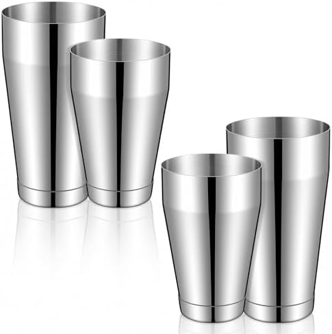 4PCS Cocktail Shaker Set Professional Bar Shaker Boston Set, Stainless