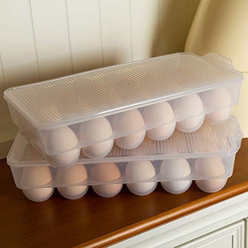 Eslite Covered Egg Holder,Egg Storage for Refrigerator,Fits 18