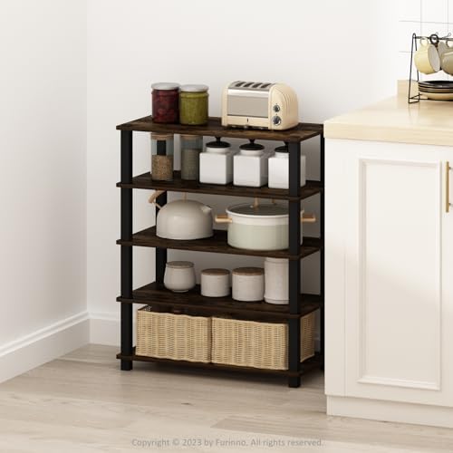 Furinno Turn-S-Tube 3-Tier Shelves, Set of 2, Amber Pine
