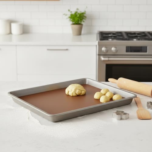 Reusable Silicone Baking Mat Set - Non-Stick Brown Liner for Half &