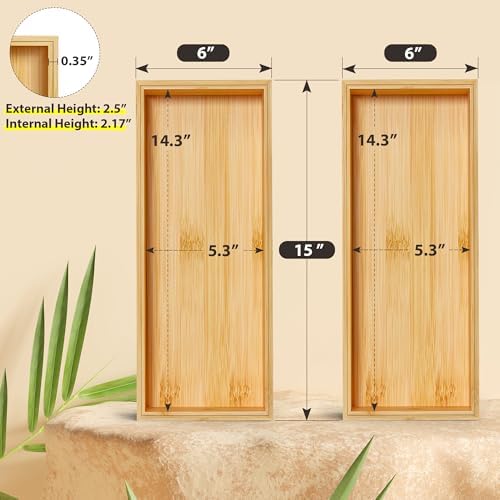 Bamboo Kitchen Drawer Organizer, 2-Pack, 15 x 6 x 2.5 Inches