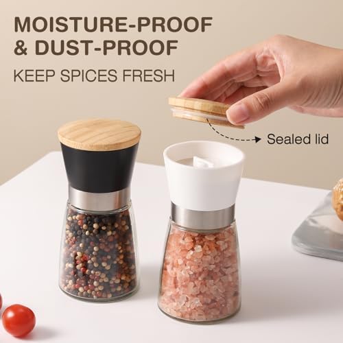 VUCCHINI Manual Salt and Pepper Grinder Set with Lid