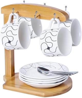 Coffee Mug Tree - Bamboo Mug Holder Hanger Stand for Countertop with