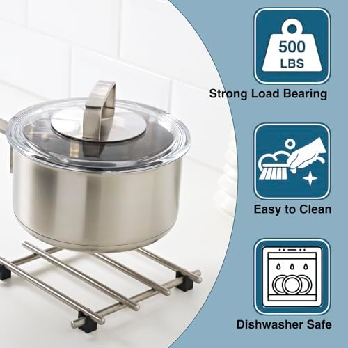 4Pcs Stainless Steel Trivet for Hot Dishes, Lightweight Metal Trivets