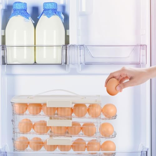 Rotating Egg Dispenser PET Tray, Three Layer Fridge Organizer Bin