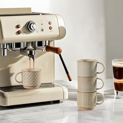 GBhome 6 OZ Coffee Mugs with Saucer and Stand, Ceramic Espresso Coffee