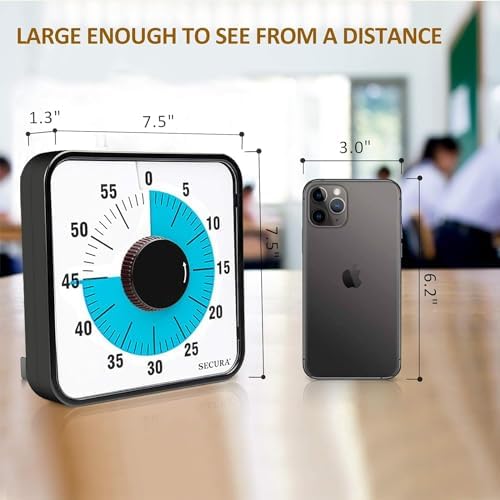Secura 60-Minute 7.5-Inch Visual Countdown Timer